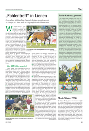 Landwirtschaftliches Wochenblatt Tier „Fohlentreff“ in Lienen Zum achten Mal fand das Deutsche Fohlenchampionat mit 59 Hengst-, 67 Stut- und 36 Reitponyfohlen in Lienen statt.