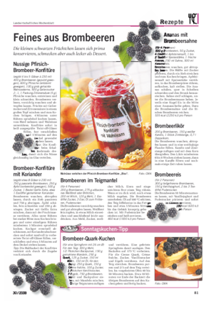 Landwirtschaftliches Wochenblatt Rezepte Feines aus Brombeeren Die kleinen schwarzen Früchtchen lassen sich prima konservieren, schmecken aber auch lecker als Dessert.