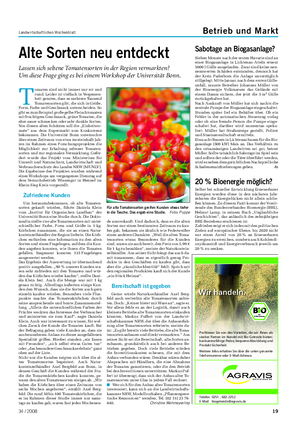 Landwirtschaftliches Wochenblatt Betrieb und Markt Alte Sorten neu entdeckt Lassen sich seltene Tomatensorten in der Region vermarkten?