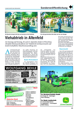 Landwirtschaftliches Wochenblatt Sonderveröffentlichung 65 A m Wochenende geht es hoch her in Alten- feld.