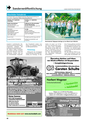Sonderveröffentlichung Landwirtschaftliches Wochenblatt 66 zeitgleich stattfindenden Ma- schinenausstellung besonderes Augenmerk schenken.