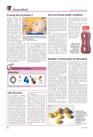 Gesundheit Landwirtschaftliches Wochenblatt Zu wenig Fett und Vitamin C „Stiftung Warentest“ un- tersuchte 15 industriell hergestellte Breie mit Fleisch für Babys vom 5.