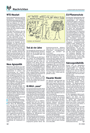 Nachrichten Landwirtschaftliches Wochenblatt Karikatur: Jan Tomaschoff WTO-Neustart Rund anderthalb Monate nach der gescheiterten Ministerkonferenz der Welthandelsorganisation WTO sollen die Agrarverhandlungen in Genf neu beginnen.