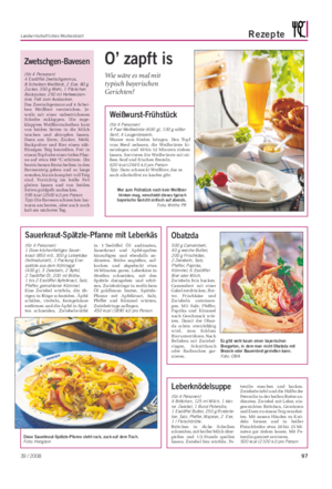 Landwirtschaftliches Wochenblatt Rezepte O’ zapft is Wie wäre es mal mit typisch bayerischen Gerichten?