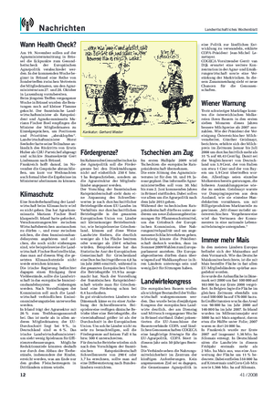 Nachrichten Landwirtschaftliches Wochenblatt Karikatur: Gerhard Mester Wann Health Check?