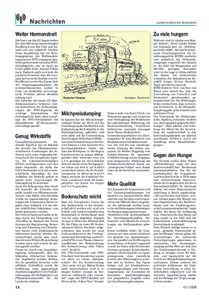 Nachrichten Landwirtschaftliches Wochenblatt Deutscher Fahrplan Karikatur: Paulmichl Weiter Hormonstreit Der Streit um das EU-Importverbot für unter Hormoneinsatz erzeugtes Rindfleisch aus den USA und Ka- nada soll neu aufgerollt werden.