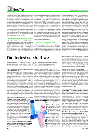 EuroTier Landwirtschaftliches Wochenblatt Futtermischwagen- oder Abschiebetechnik.
