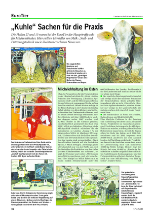 EuroTier Landwirtschaftliches Wochenblatt Milchviehhaltung im Osten Über die Perspektiven für die Tierproduktion in der Ukraine berichtete Dr.
