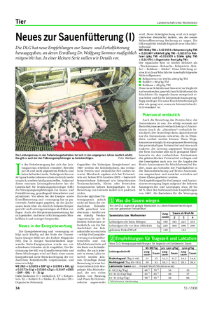Tier Landwirtschaftliches Wochenblatt I n der Ferkelerzeugung hat sich das Leis- tungsniveau erheblich verändert.