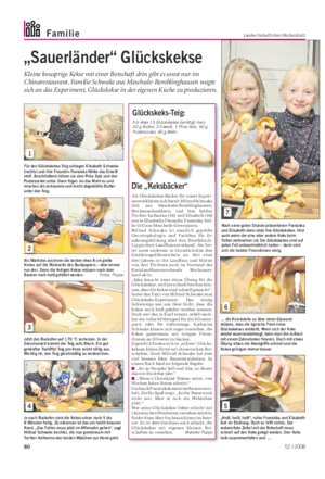 Familie Landwirtschaftliches Wochenblatt „Sauerländer“ Glückskekse Kleine knusprige Kekse mit einer Botschaft drin gibt es sonst nur im Chinarestaurant.