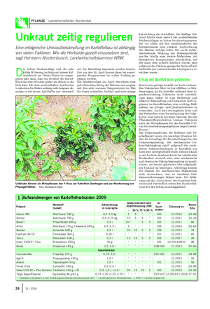 PFLANZE Landwirtschaftliches Wochenblatt Unkraut zeitig regulieren Eine erfolgreiche Unkrautbekämpfung im Kartoffelbau ist abhängig von vielen Faktoren.