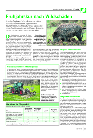 Landwirtschaftliches Wochenblatt PFLANZE Frühjahrskur nach Wildschäden In vielen Regionen haben Grünlandschäden durch Schwarzwild stark zugenommen.