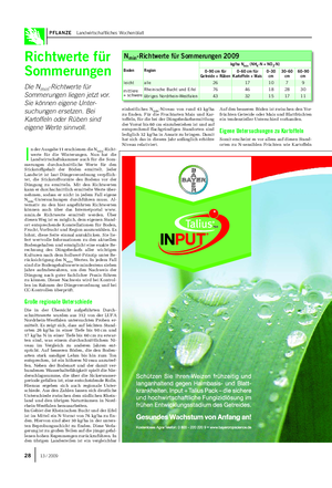 PFLANZE Landwirtschaftliches Wochenblatt I n der Ausgabe 11 erschienen die Nmin-Richt- werte für die Winterungen.