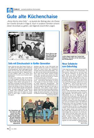 FAMILIE Landwirtschaftliches Wochenblatt Gute alte Küchenchaise „Keine Küche ohne Sofa“ – so lautete der Beitrag über die Chaise von Familie Schulte in Folge 6.