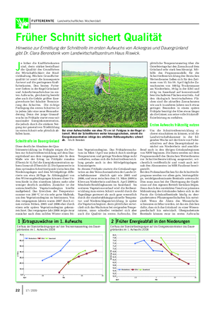 FUTTERERNTE Landwirtschaftliches Wochenblatt Früher Schnitt sichert Qualität Hinweise zur Ermittlung der Schnittreife im ersten Aufwuchs von Ackergras und Dauergrünland gibt Dr.