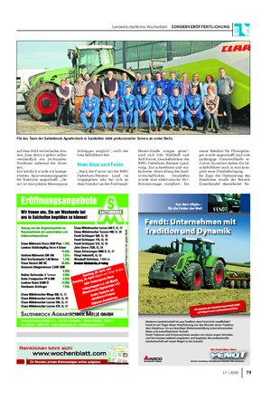 Landwirtschaftliches Wochenblatt SONDERVERÖFFENTLICHUNG 7917 / 2009 auf dem Feld weiterlaufen kön- nen.