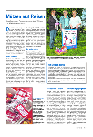 Landwirtschaftliches Wochenblatt FAMILIE Mützen auf Reisen Landfrauen aus Rahden stricken 1000 Mützen, um Kinderleben zu retten.