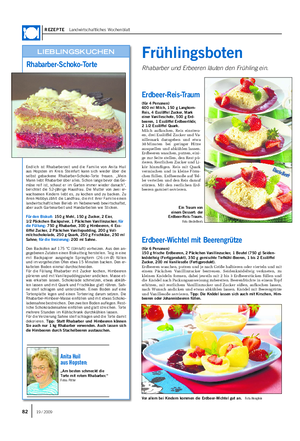 REZEPTE Landwirtschaftliches Wochenblatt Endlich ist Rhabarberzeit und die Familie von Anita Huil aus Hopsten im Kreis Steinfurt kann sich wieder über die selbst gebackene Rhabarber-Schoko-Torte freuen.