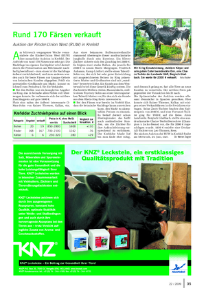Rund 170 Färsen verkauft Auktion der Rinder-Union West (RUW) in Krefeld A m Mittwoch vergangener Woche veran- staltete die Rinder-Union West (RUW) ihre monatliche Auktion in Krefeld.