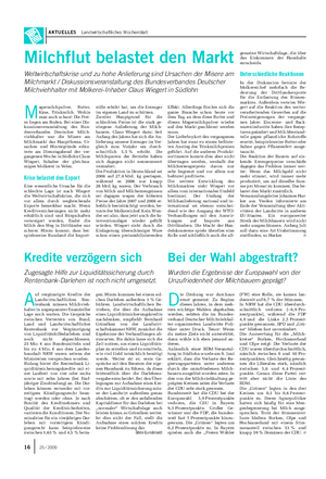 AKTUELLES Landwirtschaftliches Wochenblatt M agermilchpulver, Butter, Käse, Trinkmilch.
