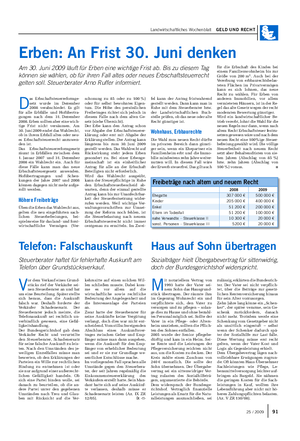 Landwirtschaftliches Wochenblatt GELD UND RECHT Erben: An Frist 30.