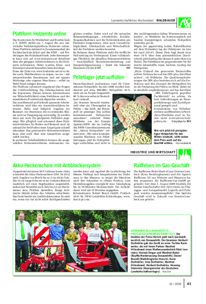 Landwirtschaftliches Wochenblatt WALDBAUER INDUSTRIE UND WIRTSCHAFT Plattform Holzernte online Das Kuratorium für Waldarbeit und Forsttechnik e.