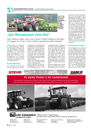 SONDERVERÖFFENTLICHUNG Landwirtschaftliches Wochenblatt 76 34 / 2009 48488 Emsbüren • Tiggelwerkweg 2 Tel 05903 950-0 • Fax 05903 950-40 • www.