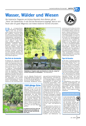 Landwirtschaftliches Wochenblatt GARTEN Wasser, Wälder und Wiesen Der historische Tiergarten am Schloss Raesfeld, Kreis Borken, gilt als „Perle“ der Gartenkultur.