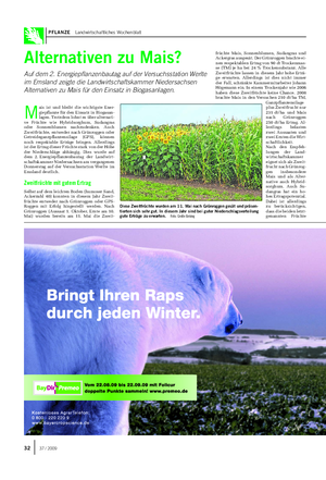 PFLANZE Landwirtschaftliches Wochenblatt Alternativen zu Mais?