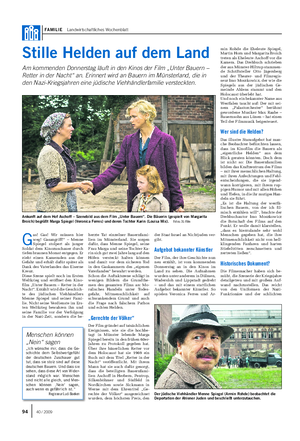 FAMILIE Landwirtschaftliches Wochenblatt Stille Helden auf dem Land Am kommenden Donnerstag läuft in den Kinos der Film „Unter Bauern – Retter in der Nacht“ an.