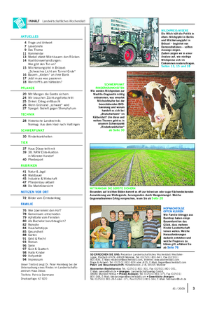INHALT Landwirtschaftliches Wochenblatt SO ERREICHEN SIE UNS: Redaktion Landwirtschaftliches Wochenblatt Westfalen- Lippe, Postfach 49 29, 48028 Münster, Tel.