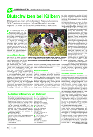 RINDERKRANKHEITEN Landwirtschaftliches Wochenblatt ger bisher ausgeschlossen werden (BVD/MD, Blauzunge und andere).