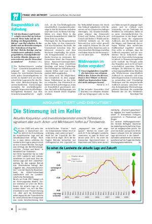 FRAGE UND ANTWORT Landwirtschaftliches Wochenblatt S eit Juni 2000 wird unter den Bauern in Deutschland vier- mal jährlich die Einschätzung der konjunkturellen Lage und der Zukunftsaussichten erfragt.