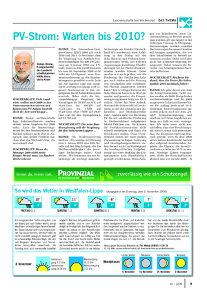Landwirtschaftliches Wochenblatt DAS THEMA PV-Strom: Warten bis 2010?