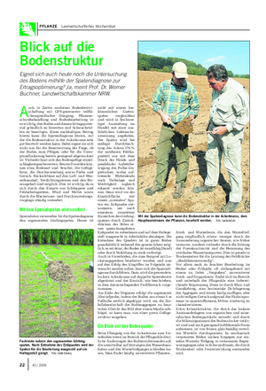 PFLANZE Landwirtschaftliches Wochenblatt Blick auf die Bodenstruktur Eignet sich auch heute noch die Untersuchung des Bodens mithilfe der Spatendiagnose zur Ertragsoptimierung?