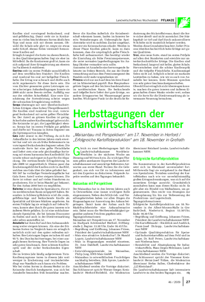 Landwirtschaftliches Wochenblatt PFLANZE Herbsttagungen der Landwirtschaftskammer „Maisanbau mit Perspektiven“ am 17.