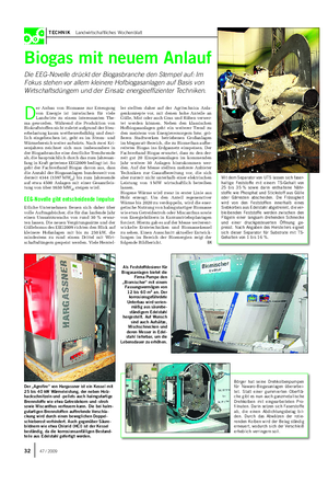 TECHNIK Landwirtschaftliches Wochenblatt Börger hat seine Drehkolbenpumpen für Nawaro-Biogasanlagen überarbei- tet.