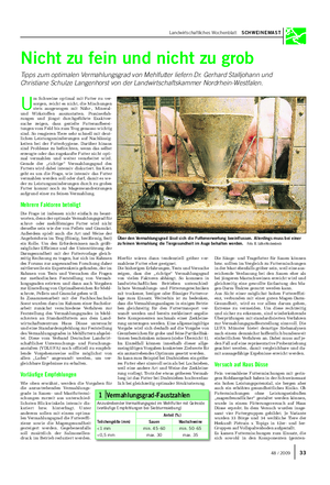 Landwirtschaftliches Wochenblatt SCHWEINEMAST Nicht zu fein und nicht zu grob Tipps zum optimalen Vermahlungsgrad von Mehlfutter liefern Dr.