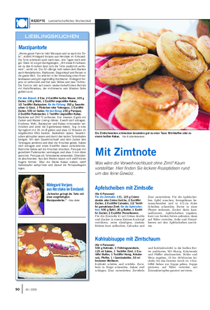 REZEPTE Landwirtschaftliches Wochenblatt „Meine ganze Familie liebt Marzipan und so auch die Tor- te“, erzählt Hildegard Vorjans aus Herzlake im Emsland.