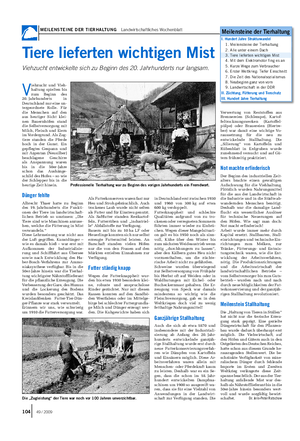 MEILENSTEINE DER TIERHALTUNG Landwirtschaftliches Wochenblatt V iehzucht und Vieh- haltung spielten bis zum Beginn des 20.