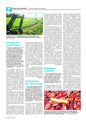 FRAGE UND ANTWORT Landwirtschaftliches Wochenblatt PV-Anlage: Wer bezahlt Leitung?
