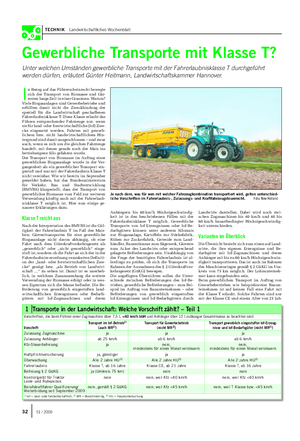 TECHNIK Landwirtschaftliches Wochenblatt Gewerbliche Transporte mit Klasse T?
