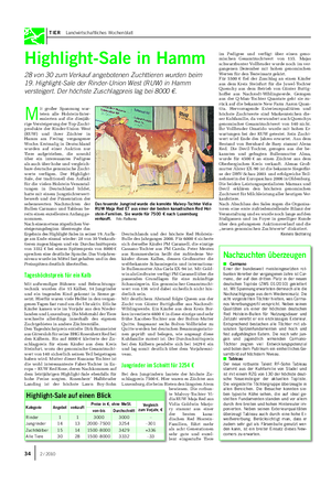 TIER Landwirtschaftliches Wochenblatt Highlight-Sale in Hamm 28 von 30 zum Verkauf angebotenen Zuchttieren wurden beim 19.