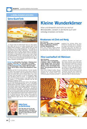 REZEPTE Landwirtschaftliches Wochenblatt „Im Original hatte die Sahne-Quark-Torte nur 250 g Quark.