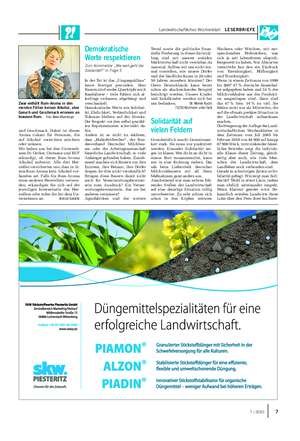 Landwirtschaftliches Wochenblatt LESERBRIEFE und Geschmack.