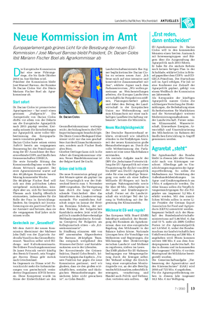 Landwirtschaftliches Wochenblatt AKTUELLES Neue Kommission im Amt Europaparlament gab grünes Licht für die Besetzung der neuen EU- Kommission / José Manuel Barroso bleibt Präsident, Dr.