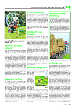 Landwirtschaftliches Wochenblatt INDUSTRIE UND WIRTSCHAFT Landwirtschaftlicher Verkehrstag Die Bezirksregierung Arnsberg informiert in der kommenden Woche, am 25.