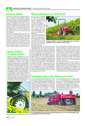 INDUSTRIE UND WIRTSCHAFT Landwirtschaftliches Wochenblatt Grünland-Leitfaden Die Saaten-Union hat den „Leitfaden fürs Grün- land – für mehr Wirtschaftlichkeit“ herausge- geben.