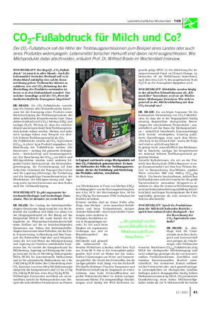 Landwirtschaftliches Wochenblatt TIER CO2-Fußabdruck für Milch und Co?