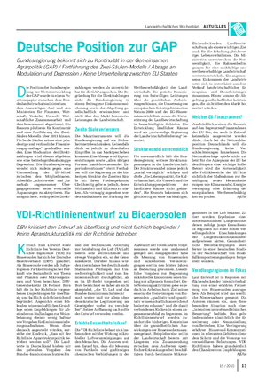 Landwirtschaftliches Wochenblatt AKTUELLES K ritisch zum Entwurf einer Richtlinie des Vereins Deut- scher Ingenieure (VDI) zu Bioaerosolen hat sich der Deutsche Bauernverband (DBV) geäußert.